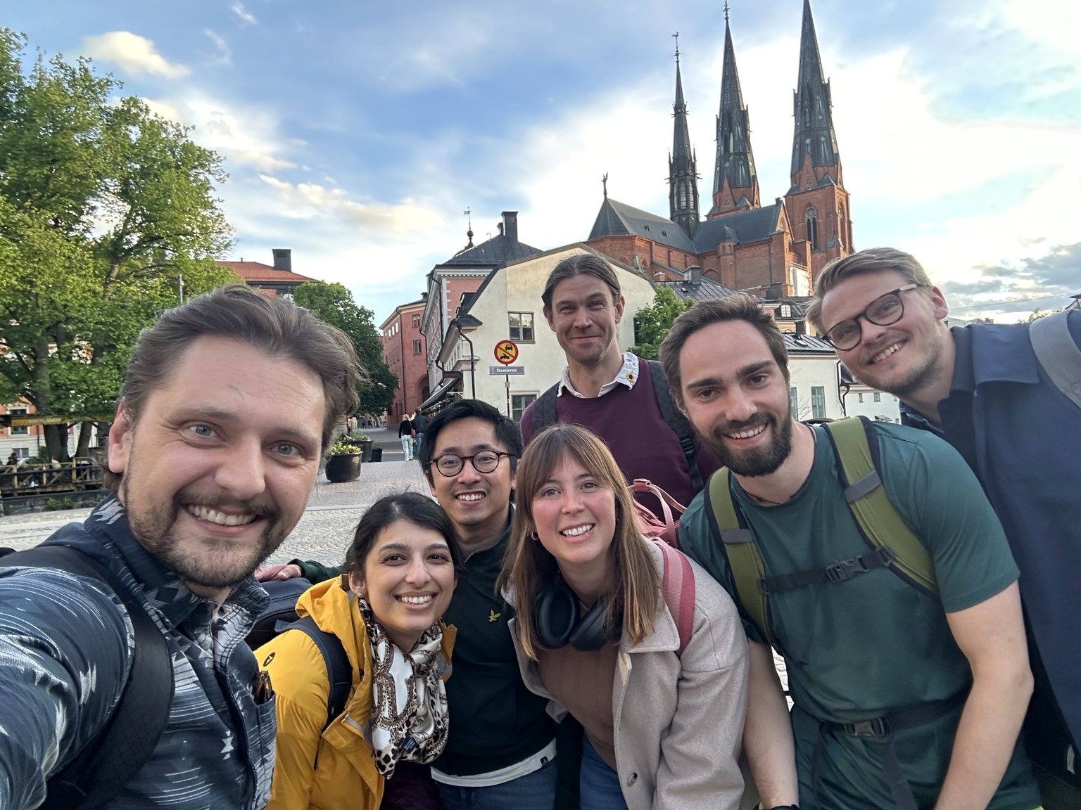 Lab group together in Uppsala